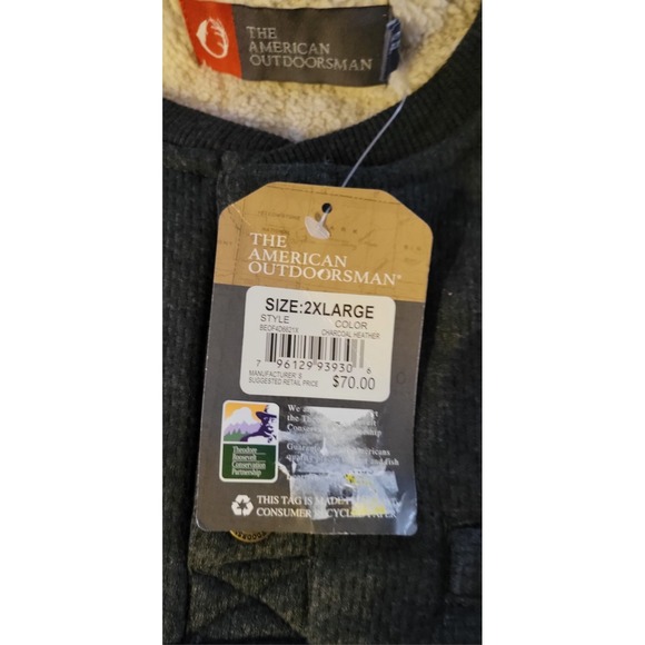 The American OutdoorsmanSherpa Lined Waffle Henley Shirt Size XXL Color Gray - Picture 7 of 11
